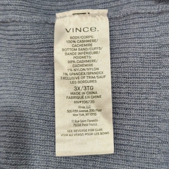 Unworn Vince Cashmere Fine Ribbed V-Neck Cardigan in Blue - Picture 8 of 8